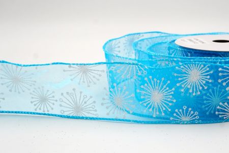 Light Blue_Glitter Starbust Design Sheer Wired Ribbon_KF9849GC-12-213