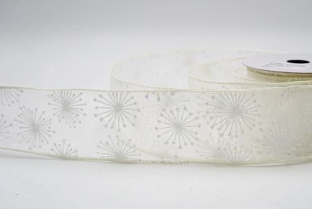 Cream_Glitter Starbust Design Sheer Wired Ribbon_KF9849GC-2-2
