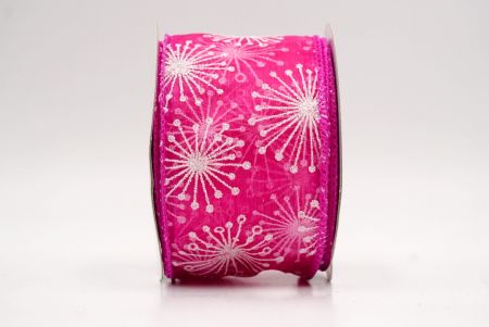 Hot Pink_Glitter Starbust Design Sheer Wired Ribbon_KF9849GC-40-40