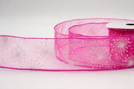 Hot Pink_Glitter Starbust Design Sheer Wired Ribbon_KF9849GC-40-40