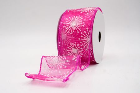Hot Pink_Glitter Starbust Design Sheer Wired Ribbon_KF9849GC-40-40