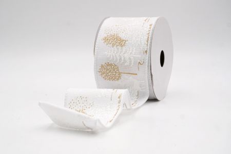 White_Winter Forest Pine Tree and Deer Wired Ribbon_KF9851GC-1-1