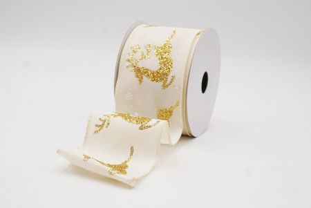 Cream Reindeer Silhouette Winter Burlap Wired Ribbon_KF9852GC-2-2