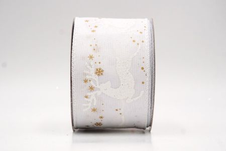 White Reindeer Silhouette Winter Burlap Wired Ribbon_KF9853GC-1-1