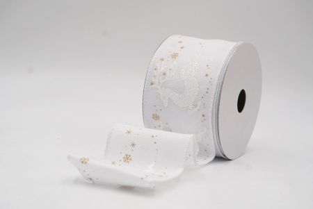 White Reindeer Silhouette Winter Burlap Wired Ribbon_KF9853GC-1-1