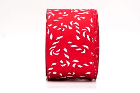 Red Festive Candy Cane Swirl Christmas Wired Ribbon_KF9855GC-7-7