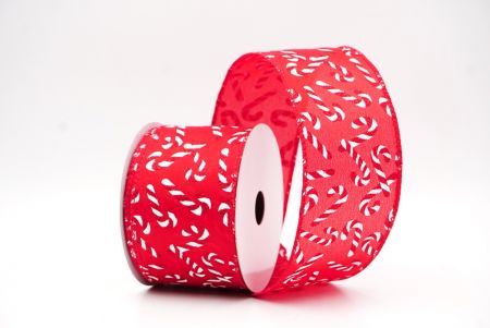 Red Festive Candy Cane Swirl Christmas Wired Ribbon_KF9855GC-7-7