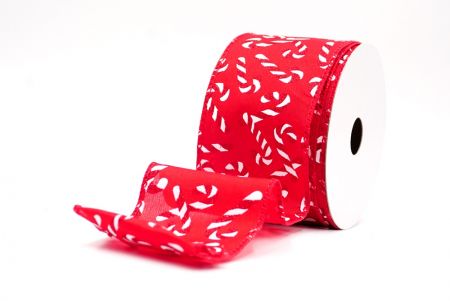 Red Festive Candy Cane Swirl Christmas Wired Ribbon_KF9855GC-7-7