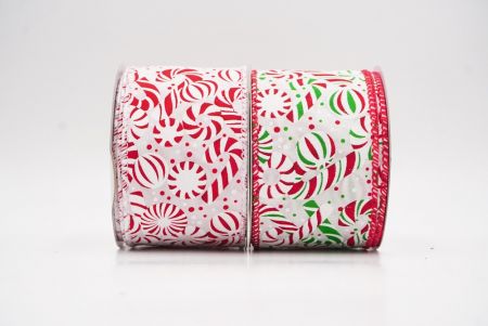 Festive Candy Cane Swirl Christmas Wired Ribbon_KF9857