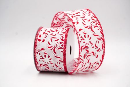 White - Red  Festive Candy Cane Swirl Christmas Wired Ribbon_KF9858GC-1R-7