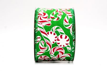 Green - Red  Festive Candy Cane Swirl Christmas Wired Ribbon_KF9858GC-3-49