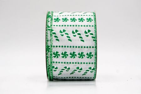 Белая/Зеленая_Леденцовая трость с блестками и мятная проволочная лента_KF9859GC-1-49