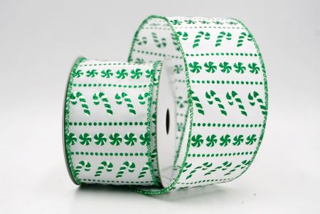 Белая/Зеленая_Леденцовая трость с блестками и мятная проволочная лента_KF9859GC-1-49