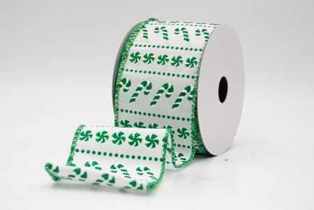 Белая/Зеленая_Леденцовая трость с блестками и мятная проволочная лента_KF9859GC-1-49