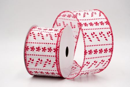 Белая/Красная_Леденцовая трость с блестками и мятная проволочная лента_KF9859GC-1R-7