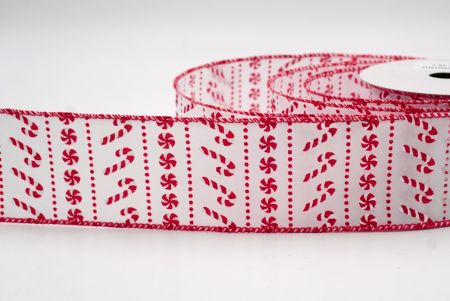 Белая/Красная_Леденцовая трость с блестками и мятная проволочная лента_KF9859GC-1R-7