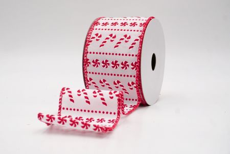 Белая/Красная_Леденцовая трость с блестками и мятная проволочная лента_KF9859GC-1R-7