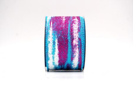 Lightblue - Pink Multicolor Glitter Brushstroke Wired Ribbon_KF9860GC-12-213