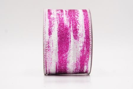 White - Pink Multicolor Glitter Brushstroke Wired Ribbon_KF9860GC-1F-1