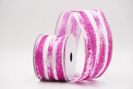 White - Pink Multicolor Glitter Brushstroke Wired Ribbon_KF9860GC-1F-1
