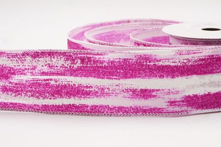 White - Pink Multicolor Glitter Brushstroke Wired Ribbon_KF9860GC-1F-1