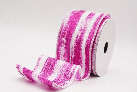 White - Pink Multicolor Glitter Brushstroke Wired Ribbon_KF9860GC-1F-1
