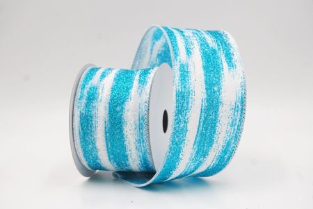 White - LightBlue Multicolor Glitter Brushstroke Wired Ribbon_KF9860GC-1T-1