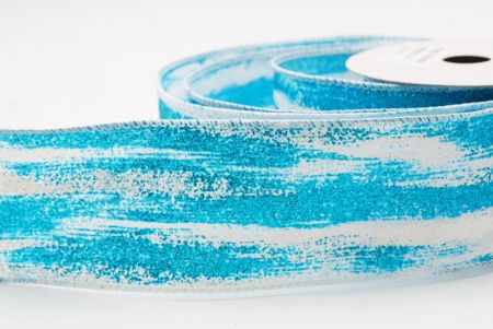 White - LightBlue Multicolor Glitter Brushstroke Wired Ribbon_KF9860GC-1T-1