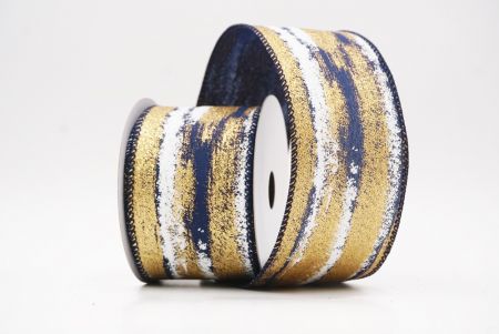 Navy Blue Multicolor Glitter Brushstroke Wired Ribbon_KF9860GC-4G-4
