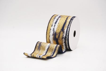 Navy Blue Multicolor Glitter Brushstroke Wired Ribbon_KF9860GC-4G-4