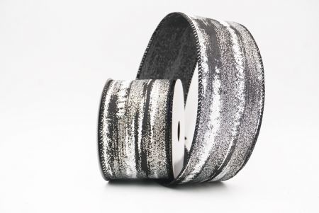 Black - Silver Multicolor Glitter Brushstroke Wired Ribbon_KF9860GC-53-53