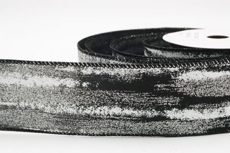 Black - Silver Multicolor Glitter Brushstroke Wired Ribbon_KF9860GC-53-53