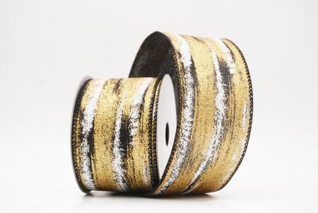 Black - Gold Multicolor Glitter Brushstroke Wired Ribbon_KF9860GC-53G-53