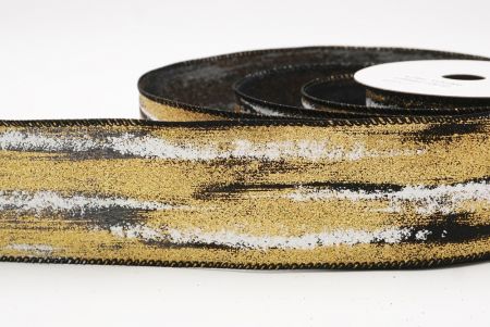 Black - Gold Multicolor Glitter Brushstroke Wired Ribbon_KF9860GC-53G-53