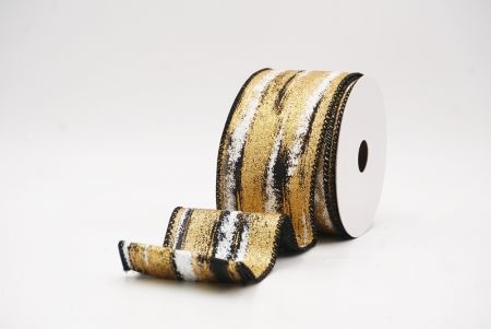 Black - Gold Multicolor Glitter Brushstroke Wired Ribbon_KF9860GC-53G-53