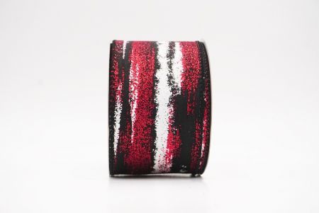 Black - Red Multicolor Glitter Brushstroke Wired Ribbon_KF9860GC-53R-53