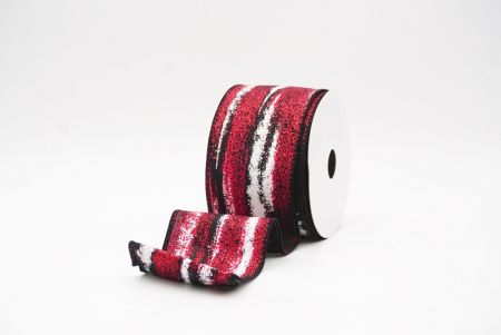 Black - Red Multicolor Glitter Brushstroke Wired Ribbon_KF9860GC-53R-53