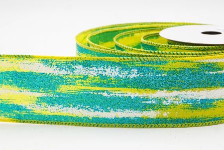 Apple green Multicolor Glitter Brushstroke Wired Ribbon_KF9860GC-6-6