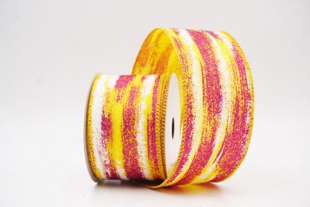Yellow Multicolor Glitter Brushstroke Wired Ribbon_KF9860GC-6F-6