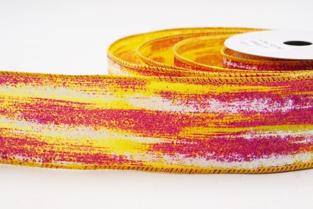 Yellow Multicolor Glitter Brushstroke Wired Ribbon_KF9860GC-6F-6