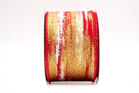 Red - Gold Multicolor Glitter Brushstroke Wired Ribbon_KF9860GC-7G-7