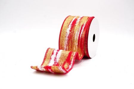 Red - Gold Multicolor Glitter Brushstroke Wired Ribbon_KF9860GC-7G-7