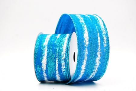 Blue Multicolor Glitter Brushstroke Wired Ribbon_KF9860GT-55