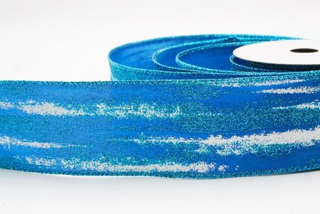 Blue Multicolor Glitter Brushstroke Wired Ribbon_KF9860GT-55
