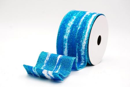Blue Multicolor Glitter Brushstroke Wired Ribbon_KF9860GT-55