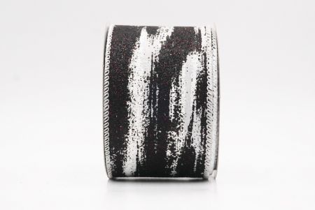 White - Black Multicolor Glitter Brushstroke Wired Ribbon_KF9861GC-1J-1