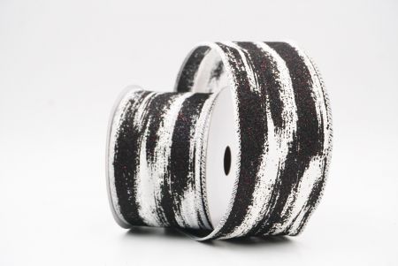White - Black Multicolor Glitter Brushstroke Wired Ribbon_KF9861GC-1J-1