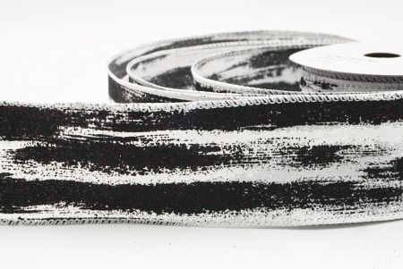 White - Black Multicolor Glitter Brushstroke Wired Ribbon_KF9861GC-1J-1
