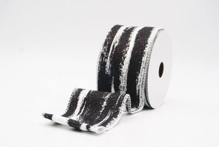 White - Black Multicolor Glitter Brushstroke Wired Ribbon_KF9861GC-1J-1
