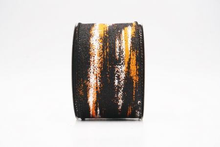 Orange - Black Multicolor Glitter Brushstroke Wired Ribbon_KF9861GC-42-53